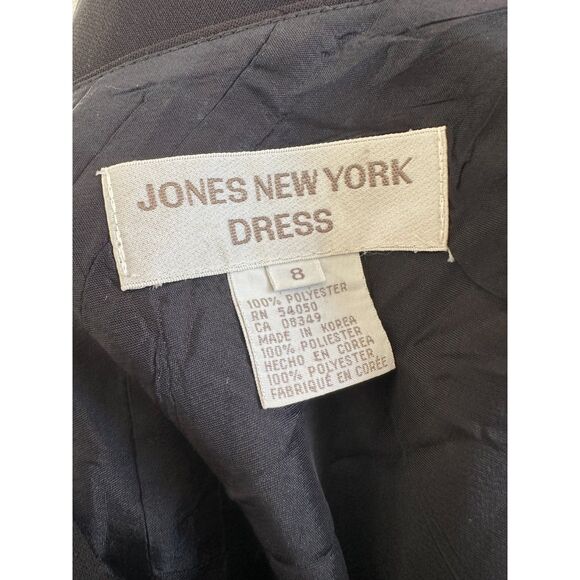 Vintage Y2k Jones New York Black Cowl Neckline Cocktail Midi Dress size 8 - Picture 3 of 7